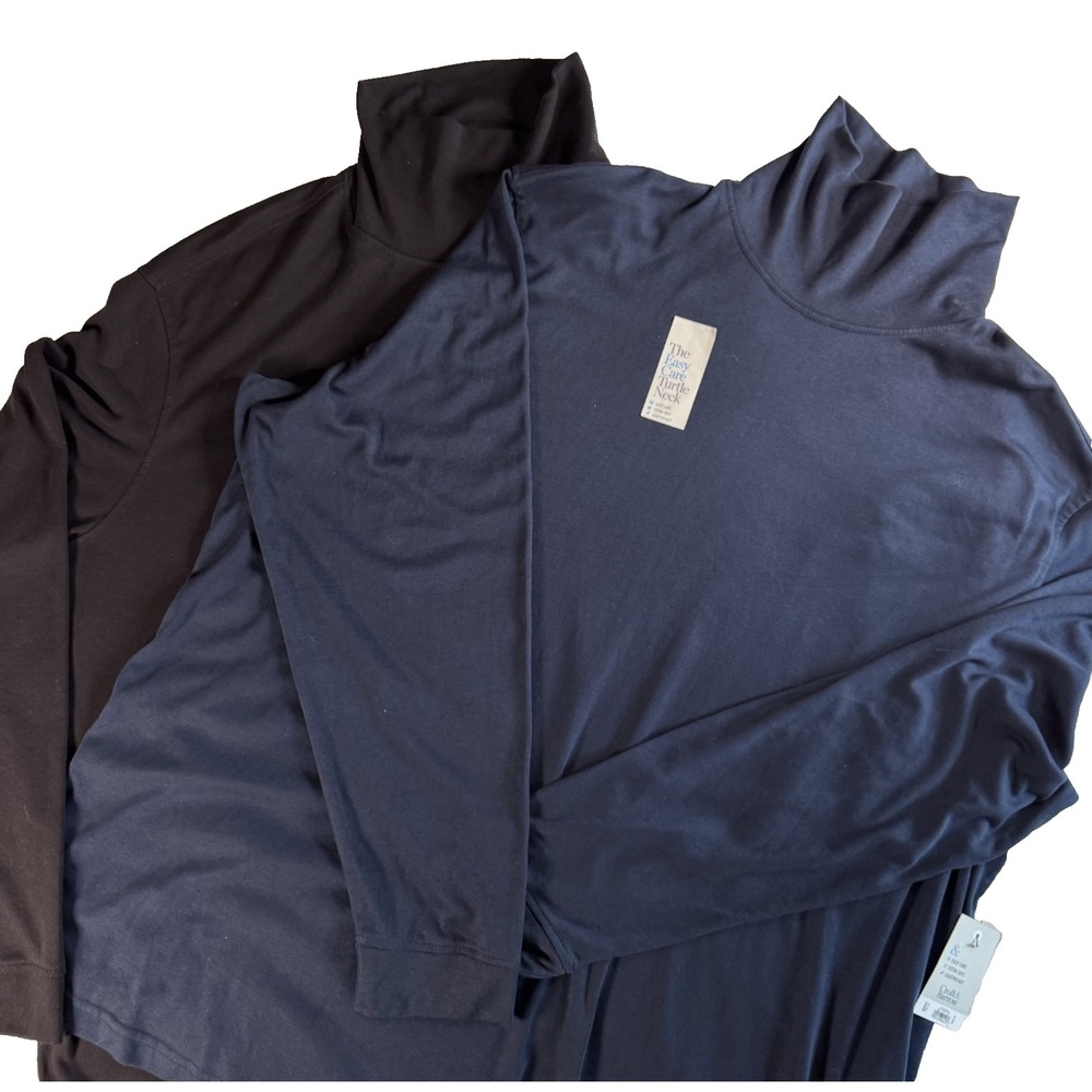 Lot of Two New Turtleneck Long Sleeve Shirts Blue Black Mens 4XB Croft Barrow
